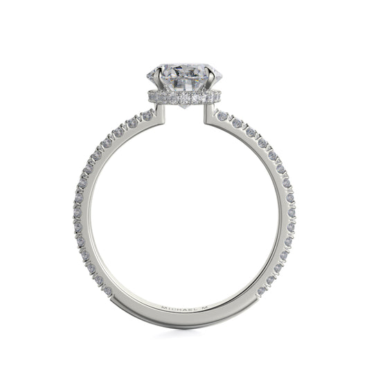 Michael M 18k White Gold Crown Engagement Ring
