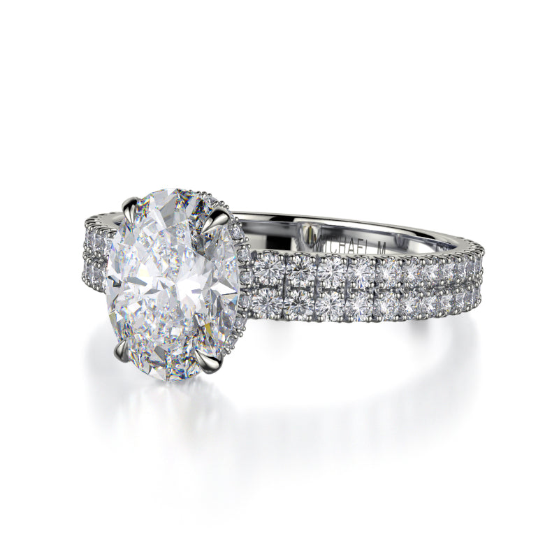 Michael M 18k White Gold Crown Engagement Ring