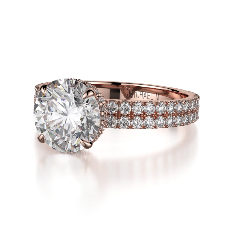 Michael M 18k Rose Gold Crown Engagement Ring