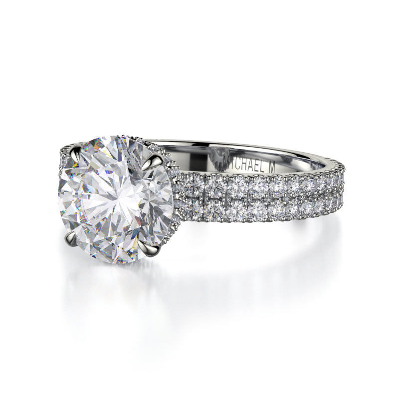 Michael M 18k White Gold Crown Engagement Ring