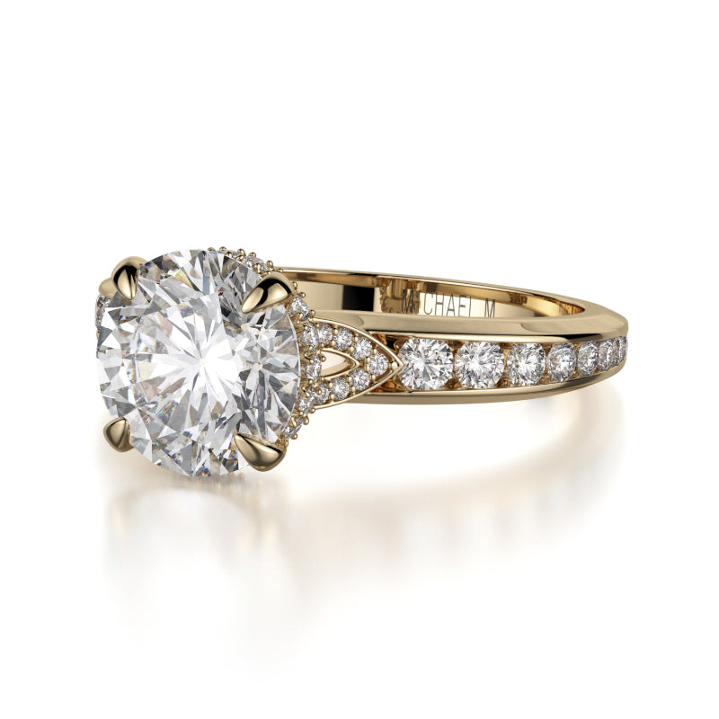 Michael M 18k Yellow Gold Crown Engagement Ring