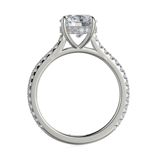 Michael M 18k White Gold Crown Engagement Ring