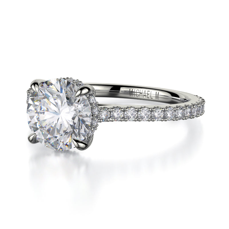Michael M 18k White Gold Crown Engagement Ring