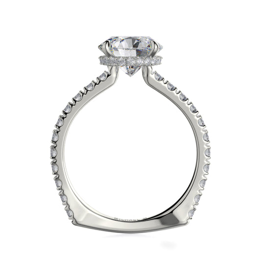 Michael M 18k White Gold Crown Engagement Ring