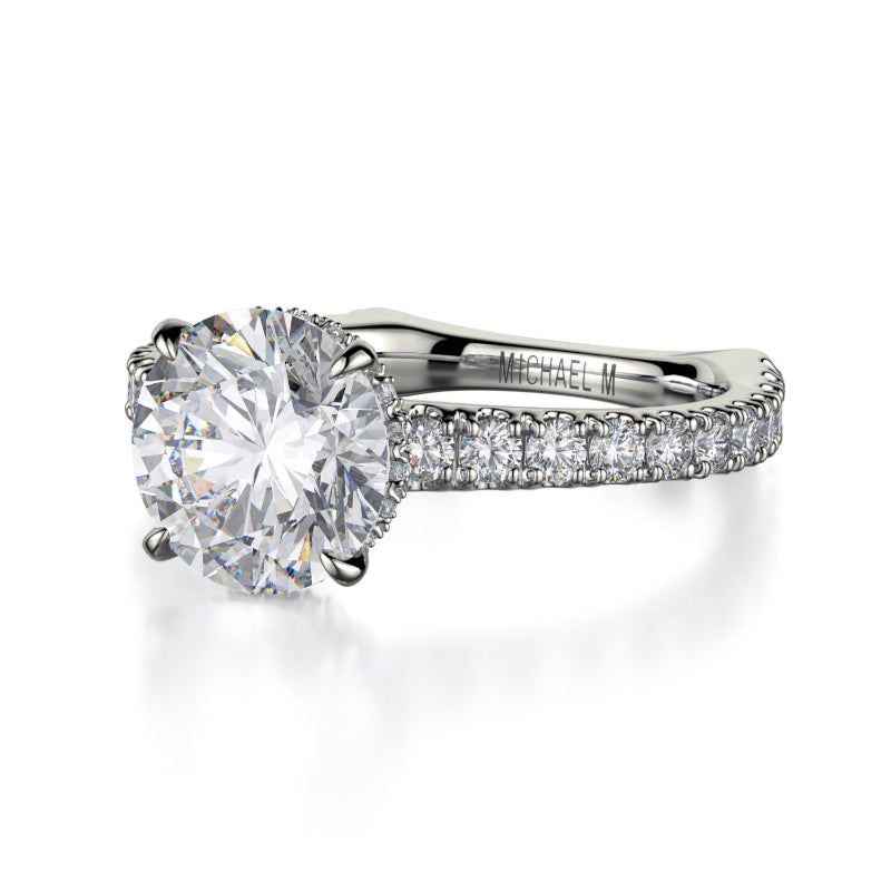 Michael M 18k White Gold Crown Engagement Ring