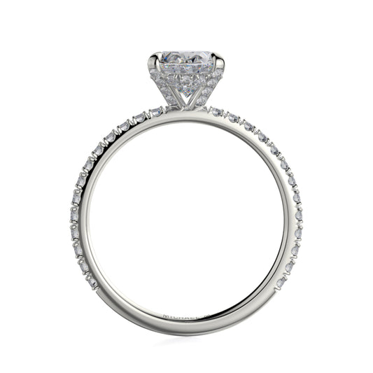Michael M 18k White Gold Crown Engagement Ring