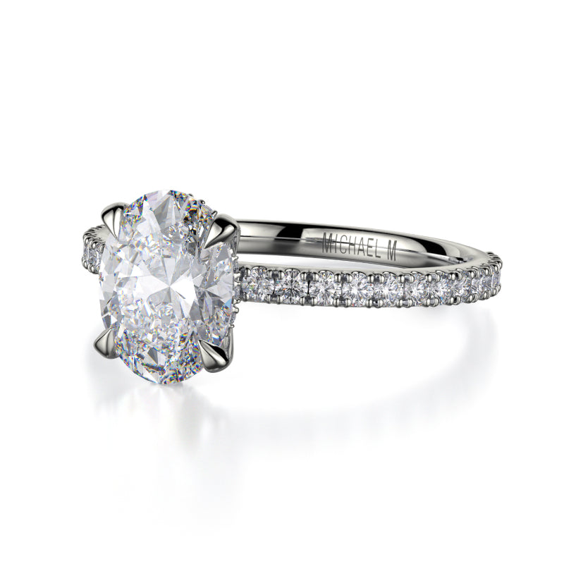 Michael M 18k White Gold Crown Engagement Ring