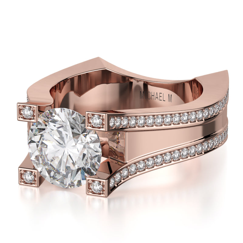 Michael M 18k Rose Gold Strada Engagement Ring