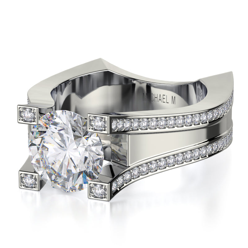 Michael M 18k White Gold Strada Engagement Ring