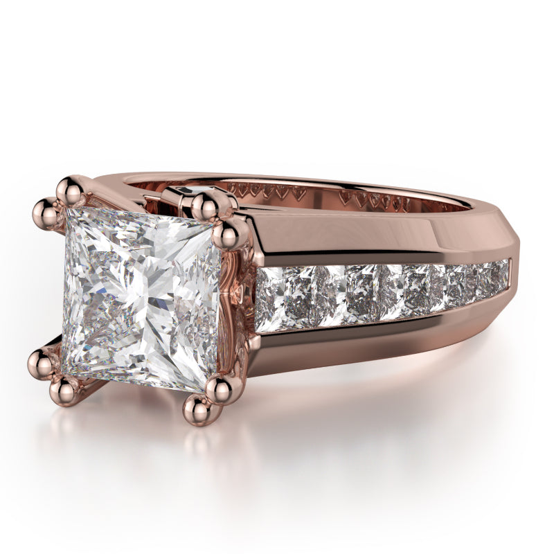 Michael M 18k Rose Gold Princess Engagement Ring