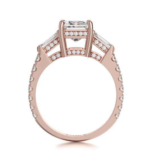 Michael M 18k Rose Gold Trinity Engagement Ring