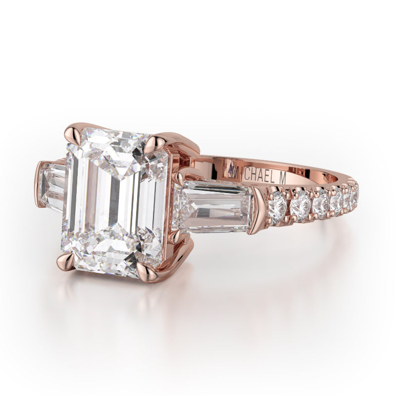 Michael M 18k Rose Gold Trinity Engagement Ring