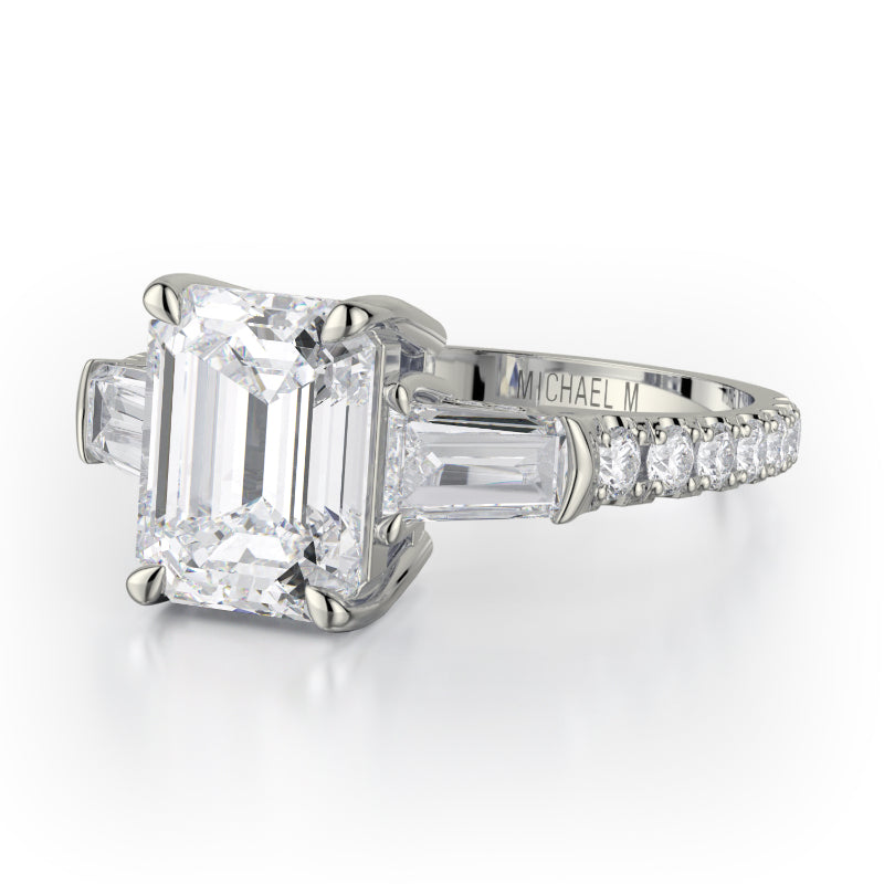 Michael M 18k White Gold Trinity Engagement Ring