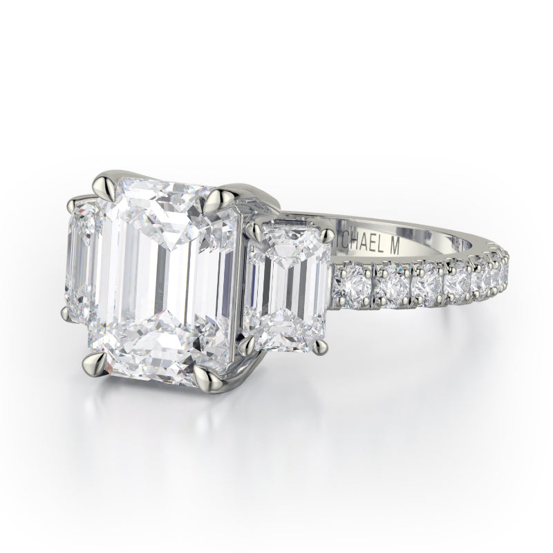 Michael M 18k White Gold Trinity Engagement Ring