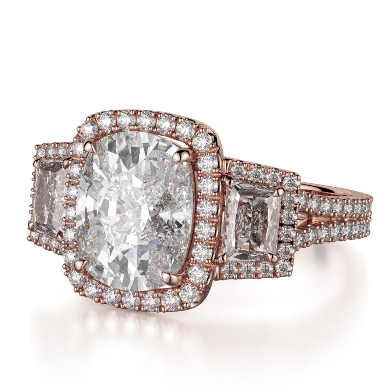 Michael M 18k Rose Gold Trinity Engagement Ring