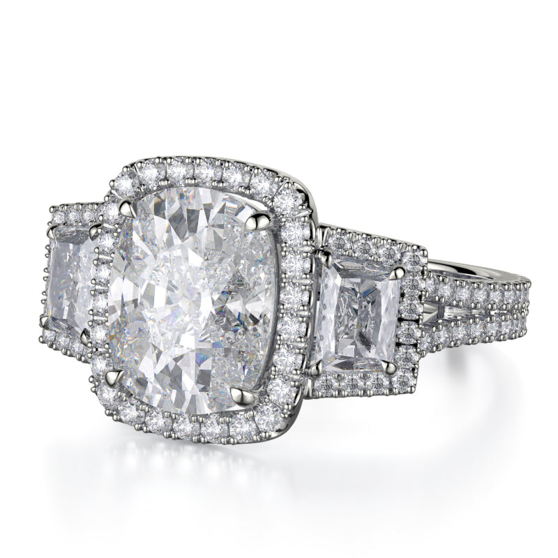 Michael M 18k White Gold Trinity Engagement Ring
