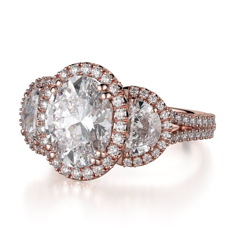 Michael M 18k Rose Gold Trinity Engagement Ring