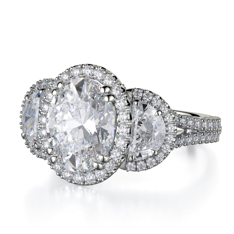 Michael M 18k White Gold Trinity Engagement Ring