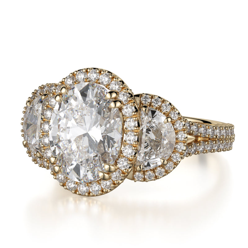 Michael M 18k Yellow Gold Trinity Engagement Ring