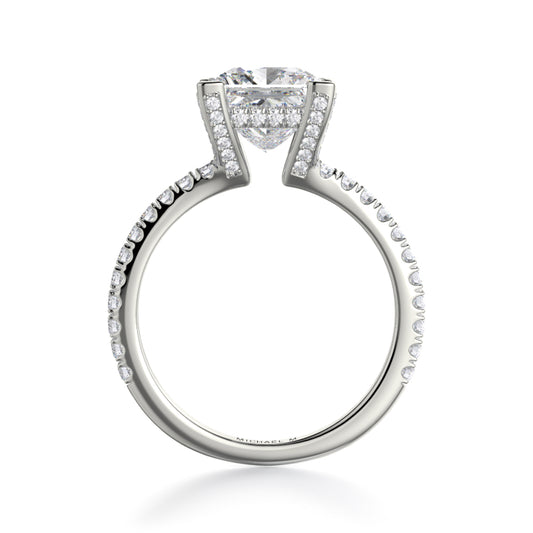 Michael M 18k White Gold Crown Engagement Ring