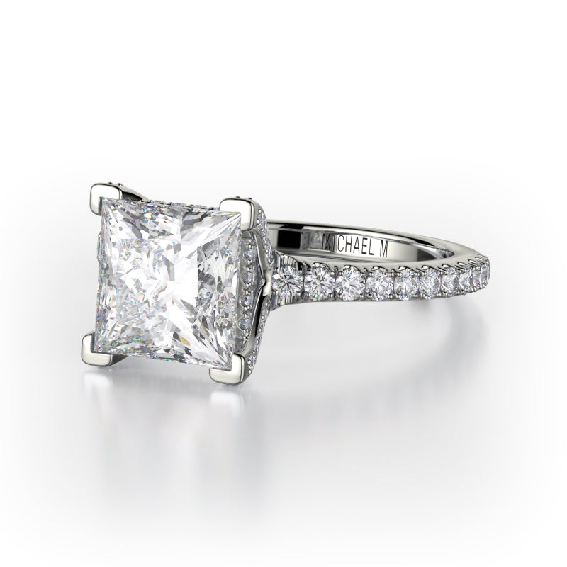 Michael M 18k White Gold Crown Engagement Ring
