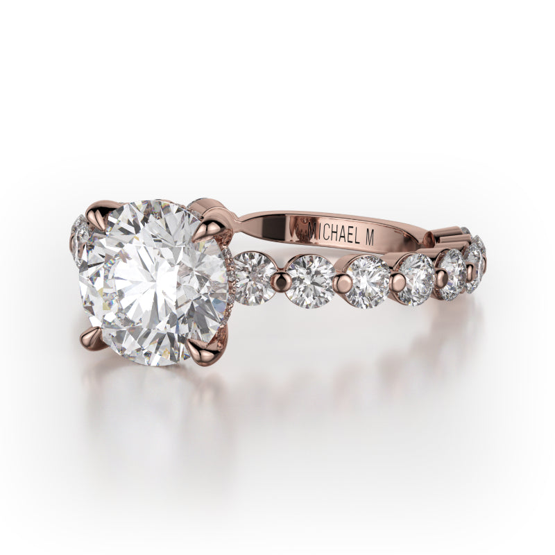 Michael M 18k Rose Gold Crown Engagement Ring