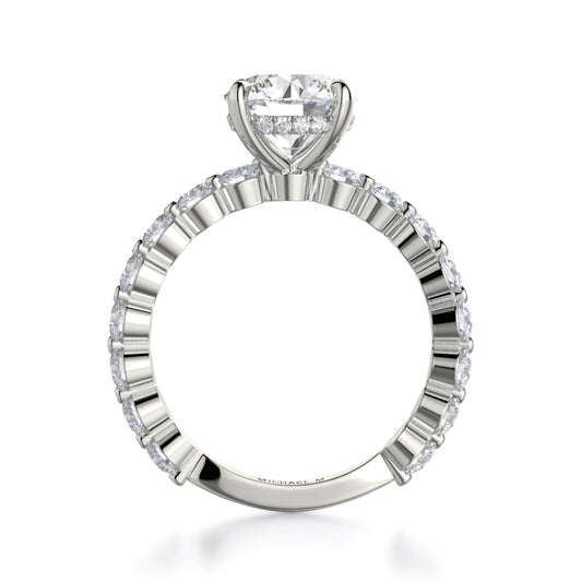 Michael M 18k White Gold Crown Engagement Ring