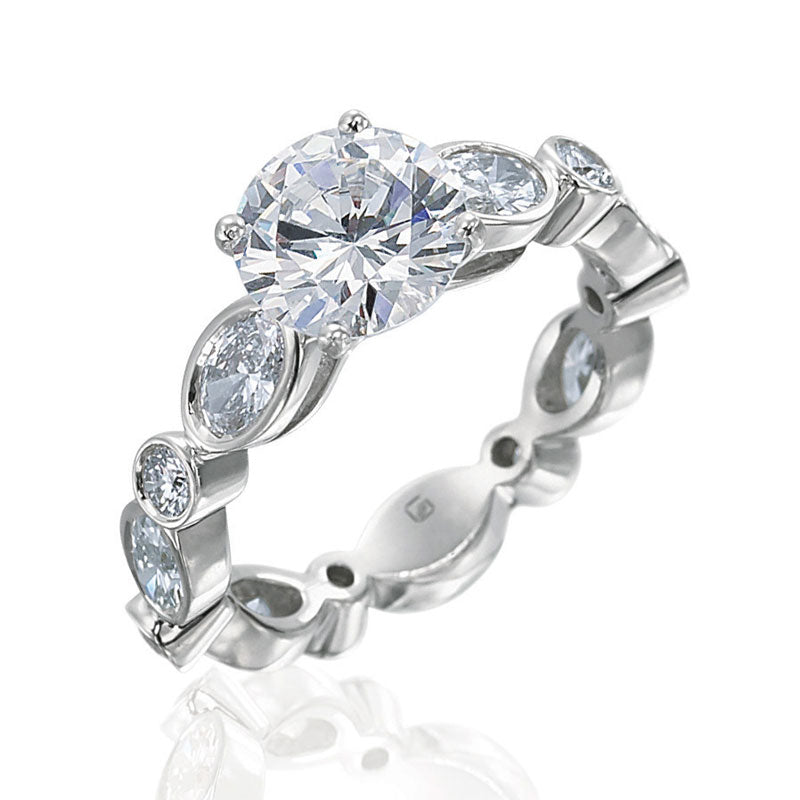 Michael M 18k White Gold Straight Engagement Ring