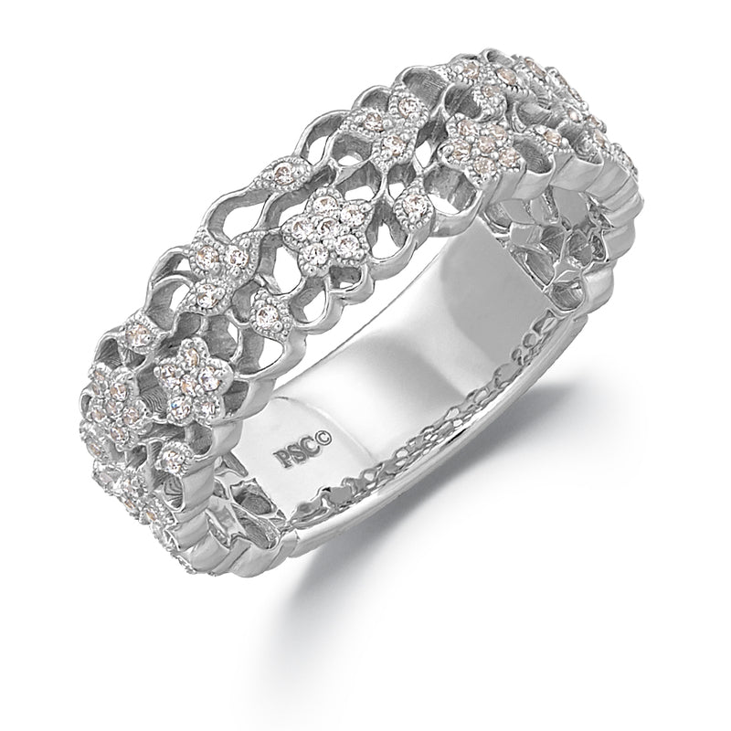 Peter Storm 14k White Gold Diamond Wedding Band