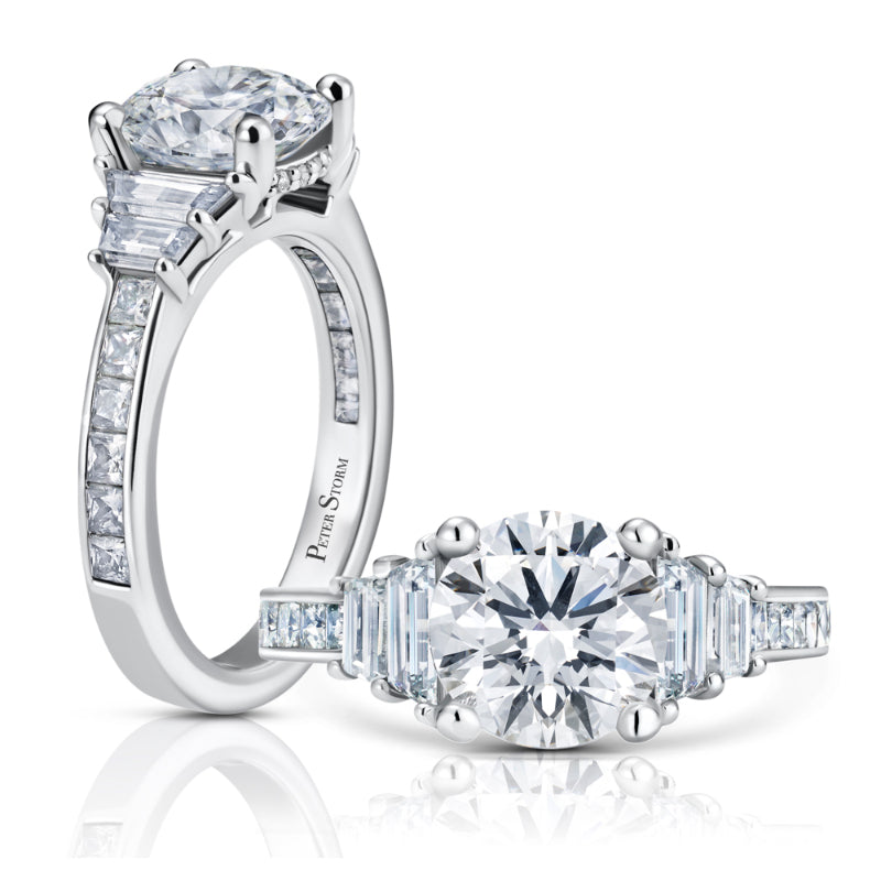 Peter Storm 14k White Gold 3 Stone Engagement Ring