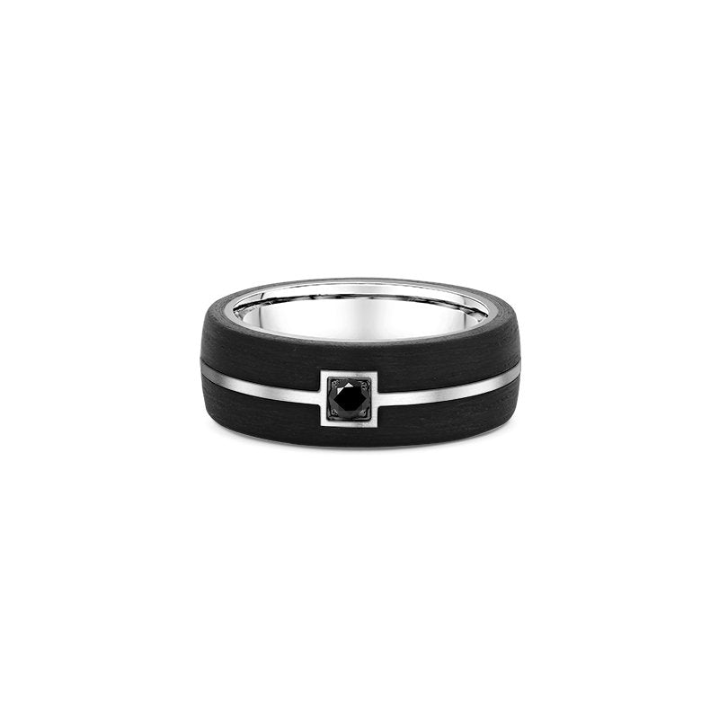 666B01 Dora Black Diamond White Gold Men's Wedding Band