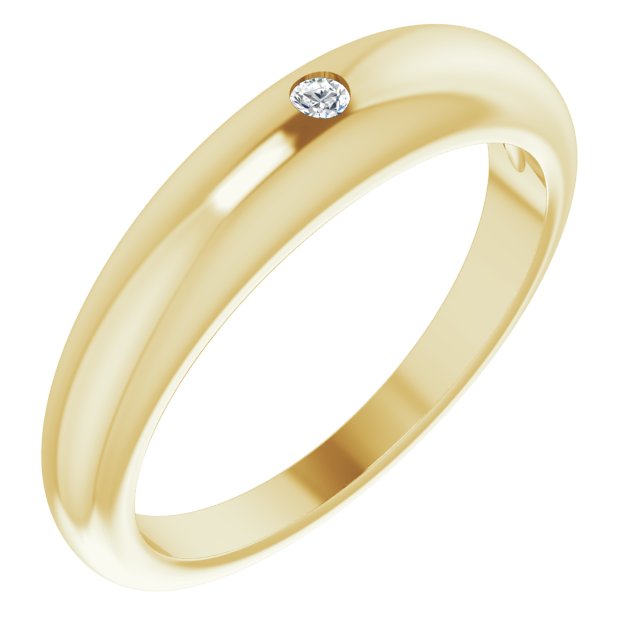 14K Yellow .03 CT Diamond Petite Dome Ring