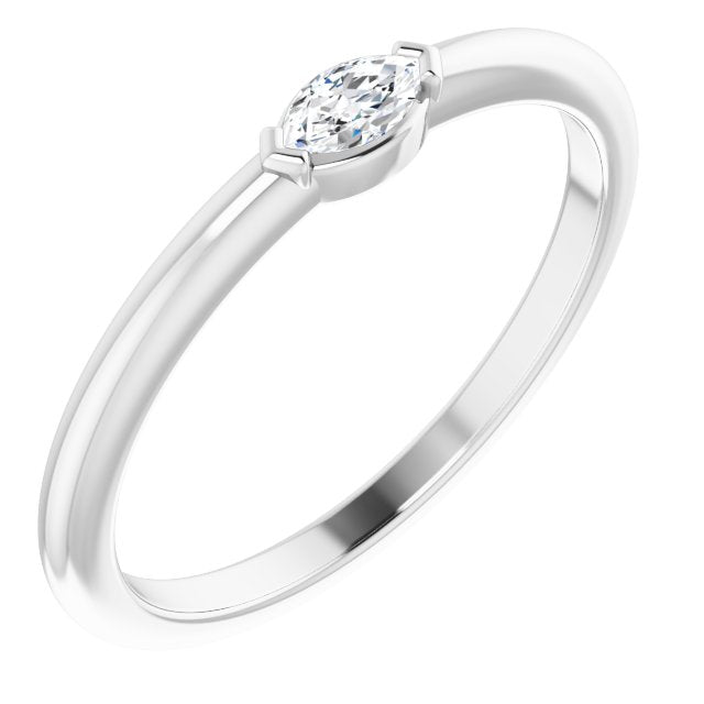 14K White 1/8 CTW Diamond Solitaire Ring