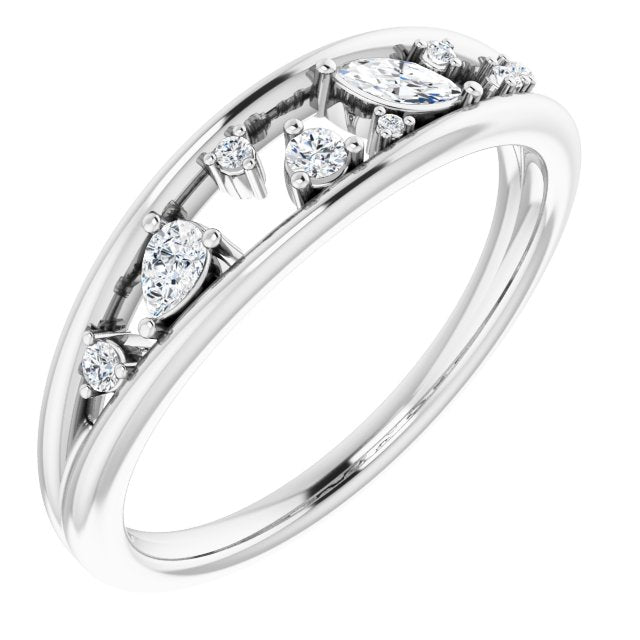 14K White 1/6 CTW Diamond Negative Space Ring