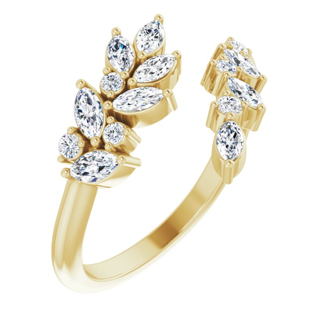 14K Yellow 1/2 CTW Diamond Bypass Ring