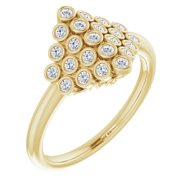 14K Yellow 1/3 CTW Diamond Bezel-Set Cluster Ring – MaddaloniJewel