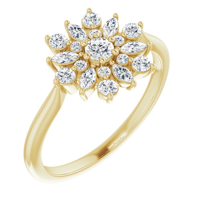 14K Yellow 1/2 CTW Diamond Vintage-Inspired Ring