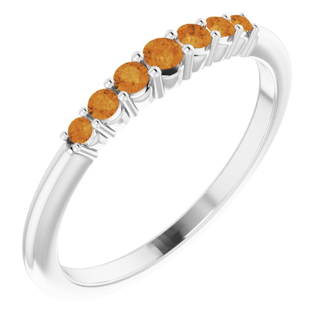 14K White Citrine Stackable Ring