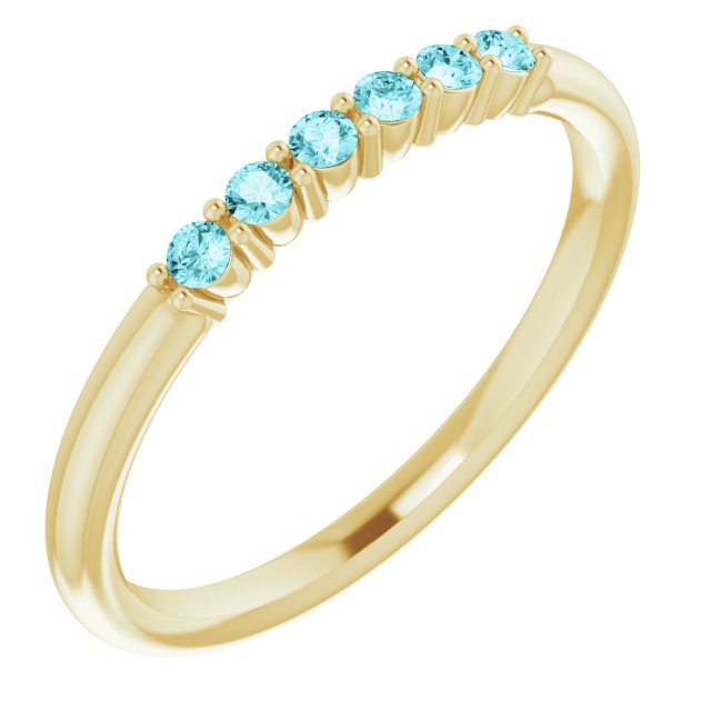 14K Yellow Blue Zircon Stackable Ring