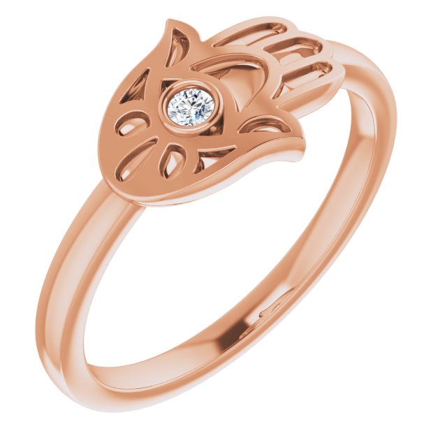 14K Rose .03 CTW Diamond Hamsa Ring