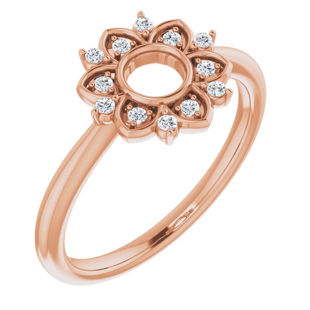 14K Rose 1/10 CTW Diamond Starburst Ring