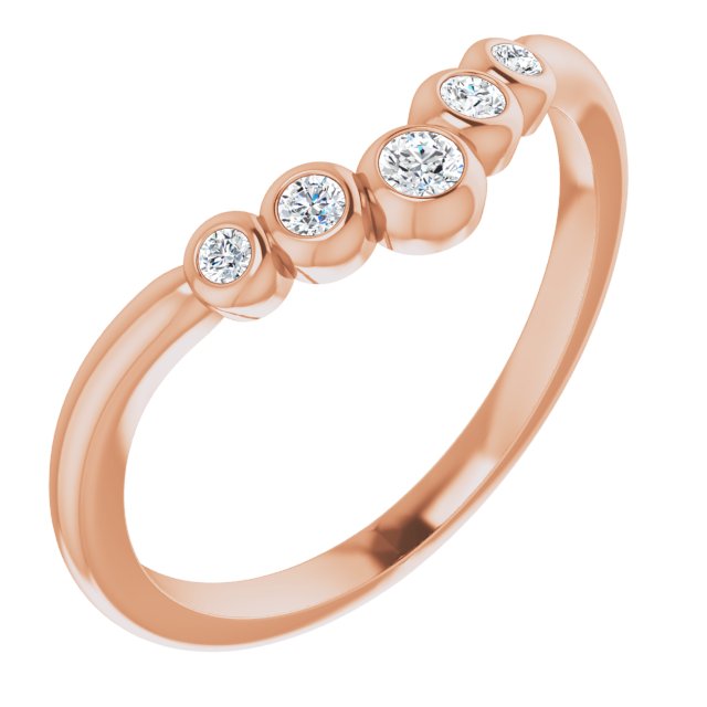 14K Rose 1/10 CTW Diamond Bezel-Set Graduated V Ring
