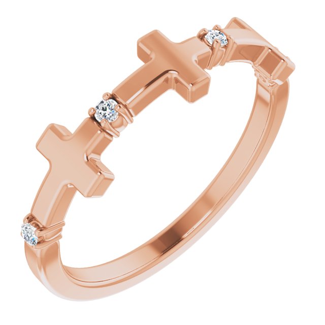 14K Rose .06 CTW Diamond Cross Ring