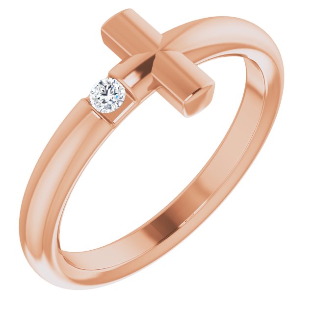 14K Rose .05 CTW Diamond Sideways Cross Ring