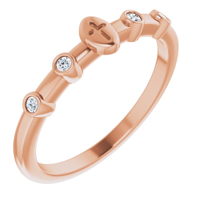 14K Rose .06 CTW Diamond Stackable Cross Ring