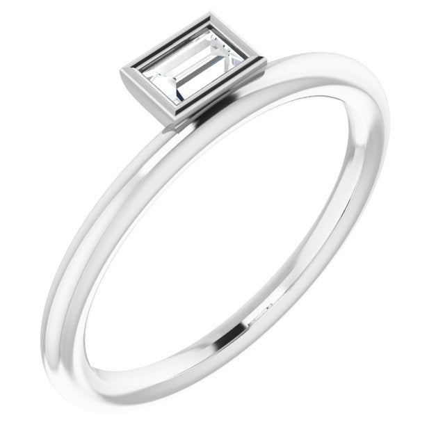 14K White 1/6 CT Diamond Asymmetrical Stackable Ring