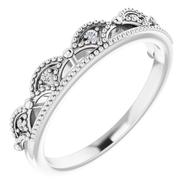 14K White .04 CTW Diamond Crown Ring