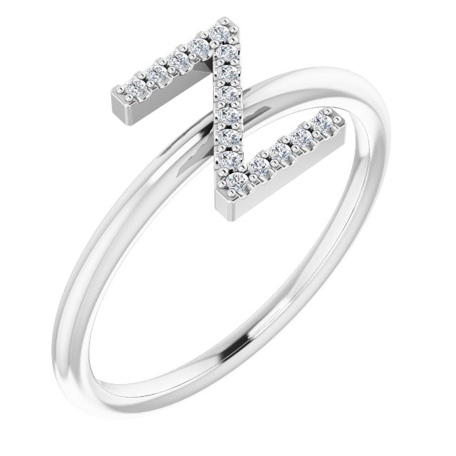 14K White .06 CTW Diamond Initial Z Ring