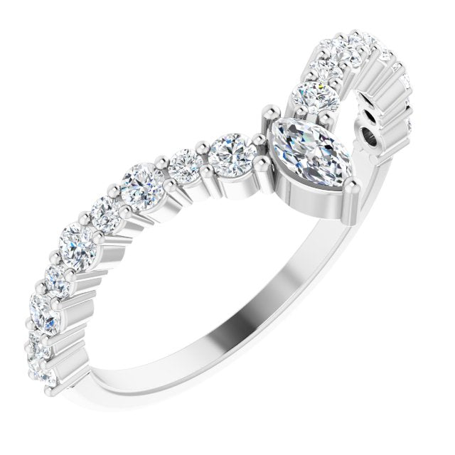 14K White 1/2 CTW Diamond V Ring