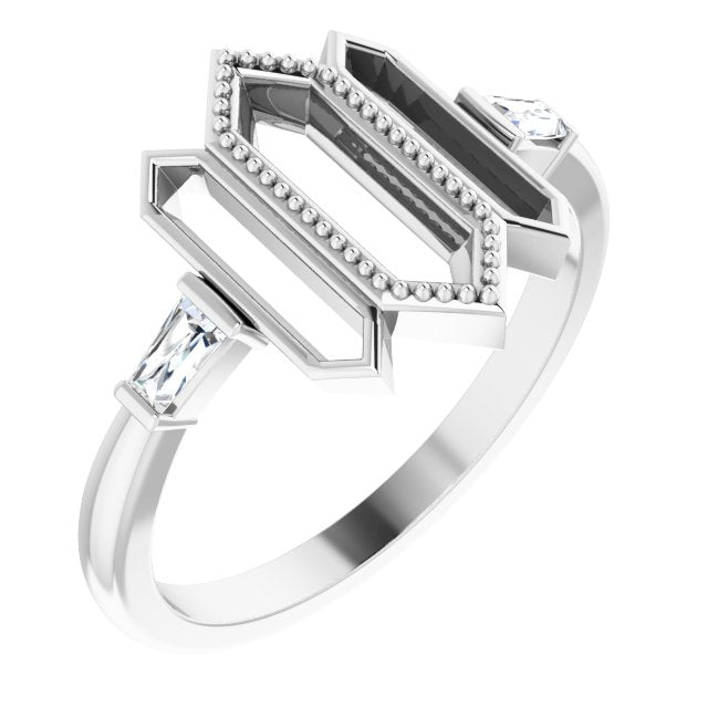 14K White 1/8 CTW Diamond Geometric Ring